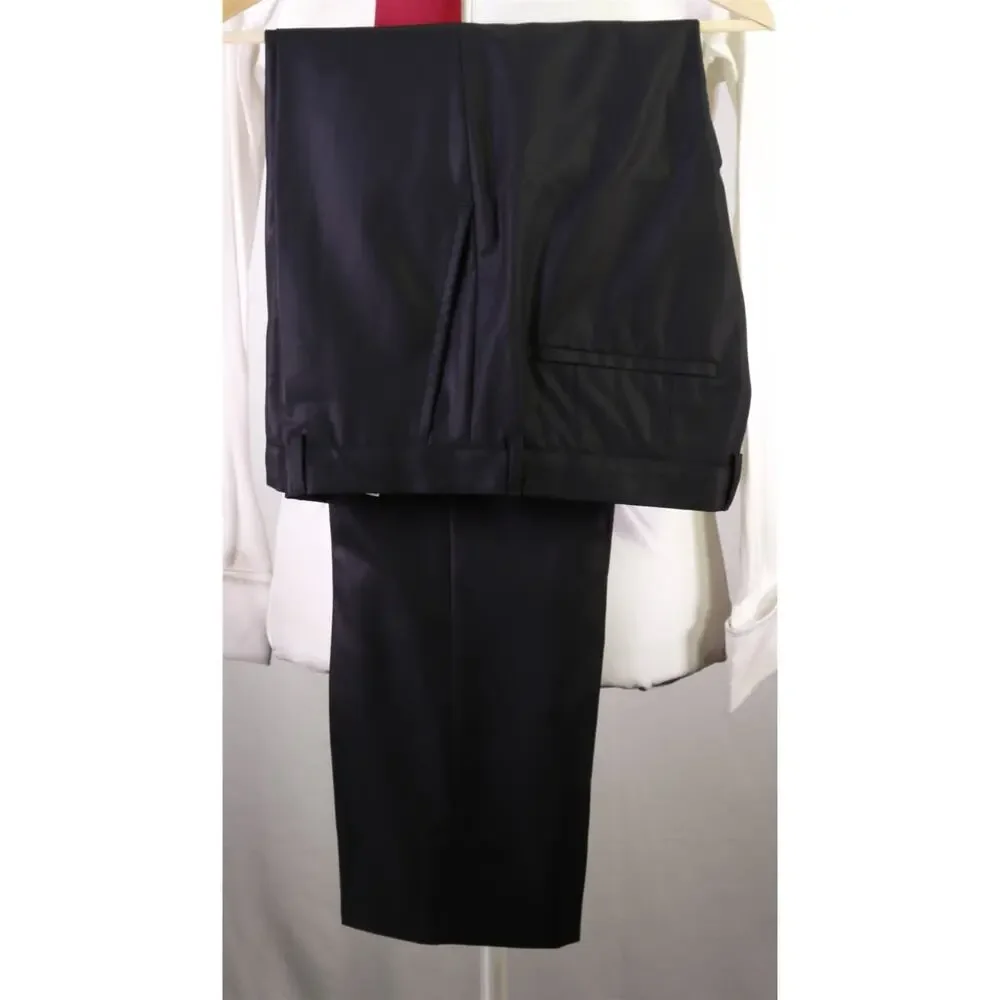 Hugo Boss Red Label Black Sharkskin Shiny Wool 2-Btn Slim Fit Suit 40L